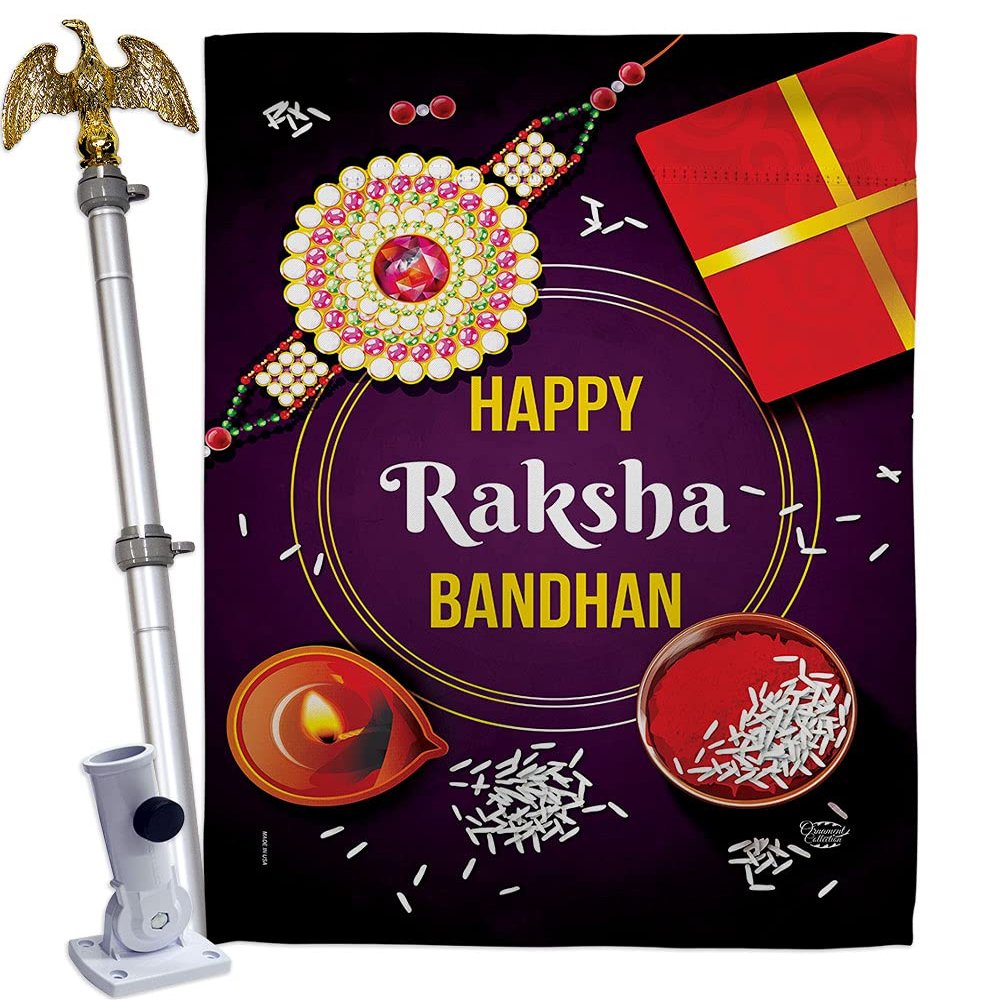 Ornament Collection Raksha Bandhan House Flag Eagle Set Celebration Festival Rkshabandhan Rakhi Siblings Ceremony Hindu 0 Double-Sided, Made in USA