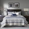 Madison Park King Quilt Set - Lustrous Jacquard & Glitter Accent Coverlet Set for King Size Bed - All Season, Lightweight, Shams, Decorative Pillow, Chevron Grey/Navy view 1