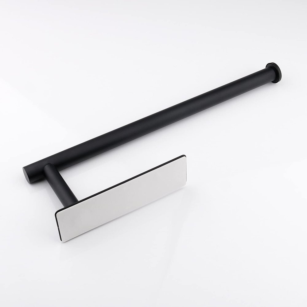 Alnicov Paper Towel Holder, Wall Mount Paper Towel Holder for Kitchen Cabinet Bathroom Wall Mounted Stand Black