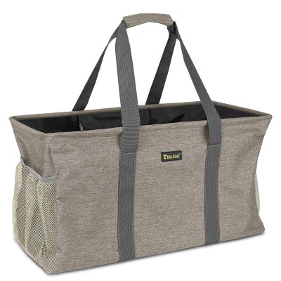 BALEINE Extra Large Utility Tote Bag with Reinforced Wire Frame, Reusable Grocery Bag for Shopping, Picnic (Beige, 22''x12''x10'')