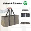 BALEINE Extra Large Utility Tote Bag with Reinforced Wire Frame, Reusable Grocery Bag for Shopping, Picnic (Beige, 22''x12''x10'') view 2