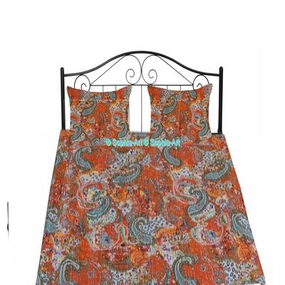 Sophia-Art Paisley Print Kantha Sofa Bedspread Indian Bed Bohemian Bedding Handmade Kantha Blanket Cover Kantha Cotton Quilt