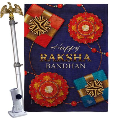 Ornament Collection Rakhi Purnima Burlap House Flag Eagle Set Celebration Raksha Bandhan Festival Rkshabandhan Siblings Ceremony Hindu 0 Double-Sided, Made in USA