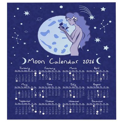 2026 Calendar-16x20 Unframed Poster-Moon Phases Lunar Poster - Astrology Wall Art - Celestial Calendar 2026 - Moon Cycle Chart & Lunar Phase Tracker - Whimsical Wall Calendar -Zodiac Constellation Art