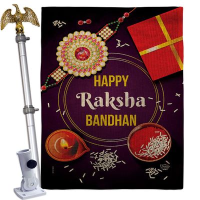 Ornament Collection Raksha Bandhan Burlap House Flag Eagle Set Celebration Festival Rkshabandhan Rakhi Siblings Ceremony Hindu 0 Double-Sided, Made in USA
