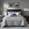 Madison Park Queen Quilt Set Lustrous Jacquard & Glitter Accent Coverlet Set for Queen Size Bed - All Season, Lightweight Queen Quilt Set, Shams, Decorative Pillow, Full/Queen Chevron Grey/Navy view 3