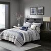 Madison Park Queen Quilt Set Lustrous Jacquard & Glitter Accent Coverlet Set for Queen Size Bed - All Season, Lightweight Queen Quilt Set, Shams, Decorative Pillow, Full/Queen Chevron Grey/Navy view 4