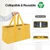 BALEINE Extra Large Utility Tote Bag with Reinforced Wire Frame, Reusable Grocery Bag for Shopping, Picnic (Yellow, 22''x12''x10'') view 3