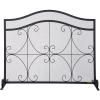 VEVOR Fireplace Screen, 38 x 26.5 Inch,Heavy Duty Iron Freestanding Spark Guard with Support, Metal Mesh Craft, Broom Tong Shovel Poker Included for Fireplace Decoration & Protection, Black view 1