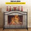 VEVOR Fireplace Screen, 38 x 26.5 Inch,Heavy Duty Iron Freestanding Spark Guard with Support, Metal Mesh Craft, Broom Tong Shovel Poker Included for Fireplace Decoration & Protection, Black view 2