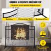 VEVOR Fireplace Screen, 38 x 26.5 Inch,Heavy Duty Iron Freestanding Spark Guard with Support, Metal Mesh Craft, Broom Tong Shovel Poker Included for Fireplace Decoration & Protection, Black view 3