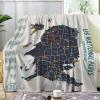 Avalokitesvara National Park Map Flannel Blanket Super Soft and Warm for Bed Couch Sofa 120x90 Inch King Blanket for Family view 2
