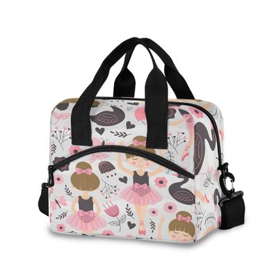Ballerina Girl Lunch Bag for Kids Cute Ballet Insulated Cooler Lunch Box Large Capacity Lunch Organizer for Boys Girls