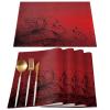 MACONAA Red Placemats for Dining Table Set of 4, Red Black Flower Cotton Linen Place Mats for Kitchen/Dining, Non Slip, Durable, Washable Table Mats 13 inches x19 inches , Red-2, 4PCS view 1