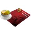MACONAA Red Placemats for Dining Table Set of 4, Red Black Flower Cotton Linen Place Mats for Kitchen/Dining, Non Slip, Durable, Washable Table Mats 13 inches x19 inches , Red-2, 4PCS view 2