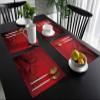 MACONAA Red Placemats for Dining Table Set of 4, Red Black Flower Cotton Linen Place Mats for Kitchen/Dining, Non Slip, Durable, Washable Table Mats 13 inches x19 inches , Red-2, 4PCS view 3