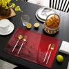 MACONAA Red Placemats for Dining Table Set of 4, Red Black Flower Cotton Linen Place Mats for Kitchen/Dining, Non Slip, Durable, Washable Table Mats 13 inches x19 inches , Red-2, 4PCS view 4