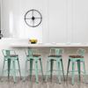 Andeworld Bar Stools Set of 4 Counter Height Stools Industrial Metal Barstools with Wooden Seats(26 Inch, Distressed Green Blue) view 2
