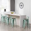Andeworld Bar Stools Set of 4 Counter Height Stools Industrial Metal Barstools with Wooden Seats(26 Inch, Distressed Green Blue) view 3