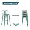 Andeworld Bar Stools Set of 4 Counter Height Stools Industrial Metal Barstools with Wooden Seats(26 Inch, Distressed Green Blue) view 4