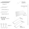 ABCOOL Wall Mount Microwave Oven Shelf Rack, White Carbon Steel Counter Countertop Holder with Hook Rail and 3 Slidable Hooks for Kitchen Home view 2