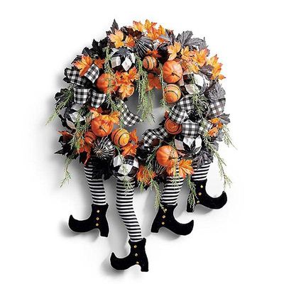 Wreath,Halloween Witch Legs Wreath Door Wreath Pumpkin Maple Wreath Halloween Decorating Decorate