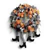Wreath,Halloween Witch Legs Wreath Door Wreath Pumpkin Maple Wreath Halloween Decorating Decorate view 1