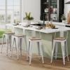 Andeworld Bar Stools Set of 4 Counter Height Stools Industrial Metal Barstools with Wooden Seats(24 Inch, Distressed White) view 1