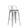 Andeworld Bar Stools Set of 4 Counter Height Stools Industrial Metal Barstools with Wooden Seats(24 Inch, Distressed White) view 4
