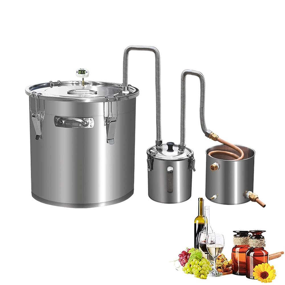 33L Distiller Spirits Kit Copper Tube Home Brew Wine Making Kit Oil Boiler Stainless Steel for DIY Whisky Brandy