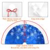 48 Inches Blue Christmas Tree Skirt Rustic Thick Xmas Tree Skirt with Snowflake Winter Happy New Year Decoration for Home Holiday Party view 4