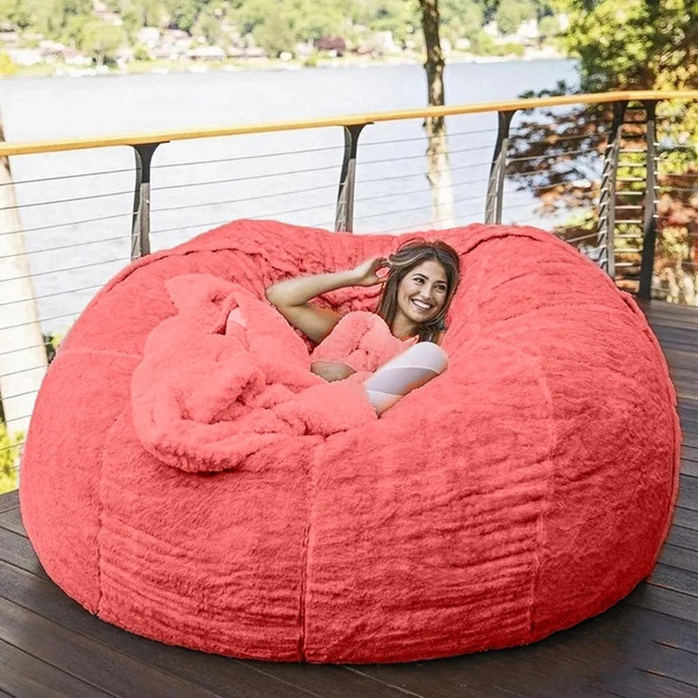 Bean Bag Chair for Adults (No Filler),Luxurious Giant Bean Bag Chair Cover,Comfortable PV Fur Sitting Sofa Chair Bean Bag Cover for Home Garden Lounge Living Room Indoor Outdoor