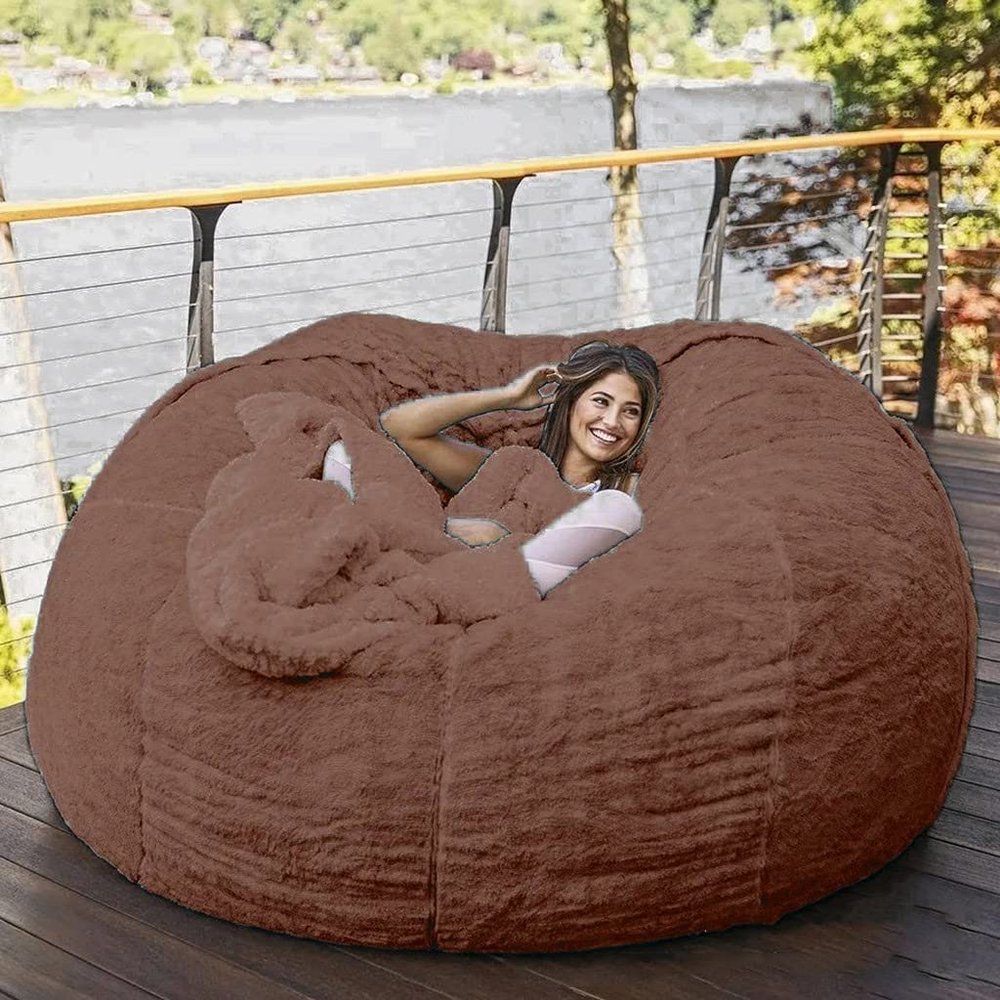 Bean Bag Chair for Adults (No Filler),Luxurious Giant Bean Bag Chair Cover,Comfortable PV Fur Sitting Sofa Chair Bean Bag Cover for Home Garden Lounge Living Room Indoor Outdoor