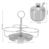 3Pcs Seasoning Pot with Bracket Innovative 360 Rotating Condiment Pot Set with Spoon Condiment Bottle Spice Salt Sugar Jar Container Lid Spoon Kitchen Supplies view 2