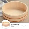 AIZYR Cooking Wood Barrel Container, Japanese Sushi Rice Buckets, Pure Wood Large Capacity Round Sushi Bucke Suitable for Sushi Buckets, Homes, Kitchens, Restaurants,45 * 15cm view 3