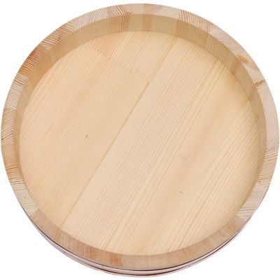 AIZYR Japanese-Korean Rice Mixing Tub, Copper Rim Stone Pot Bibimbap Bucke, Cooking Wood Barrel Container Suitable for Home, Hotel, Sushi Restaurant,50 * 15cm