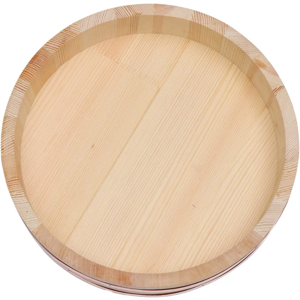 AIZYR Japanese-Korean Rice Mixing Tub, Copper Rim Stone Pot Bibimbap Bucke, Cooking Wood Barrel Container Suitable for Home, Hotel, Sushi Restaurant,50 * 15cm