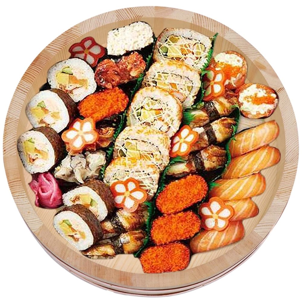 AIZYR Cooking Wood Barrel Container, Japanese Sushi Rice Buckets, Pure Wood Large Capacity Round Sushi Bucke Suitable for Sushi Buckets, Homes, Kitchens, Restaurants,40 * 15cm