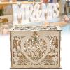 Wedding Card Box, Wooden Gift Card Box with Lock and Key for Reception Wedding Anniversary Baby Shower Birthday Party Decorations view 2