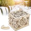 Wedding Card Box, Wooden Gift Card Box with Lock and Key for Reception Wedding Anniversary Baby Shower Birthday Party Decorations view 3