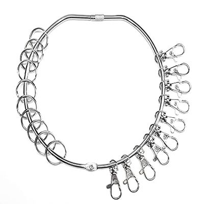 Heavy Duty Nickel Plated Metal Jailers Key Ring with 10 swivel attachment and 10 split rings - Large 150mm Diameter Hinged with screw clasp