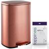 happimess HPM1006D Connor Rectangular Trash Can with Soft-Close Lid and Free Mini Trash Can, Modern Fingerprint Proof for Home, Kitchen, Office, Large:12.98 Gallon Small:1.3 Gallon, Rose Gold view 1