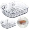 2 Pc Soap Dish Suction Wall Holder Bathroom Cup Sponge Basket Tray Sink Glitter view 1