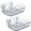 2 Pc Soap Dish Suction Wall Holder Bathroom Cup Sponge Basket Tray Sink Glitter view 4