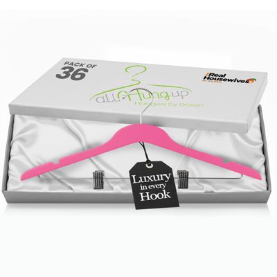 All Hung Up Slim Plastic Hangers with Clips, Clothes Hangers, Hot Pink (36pk)