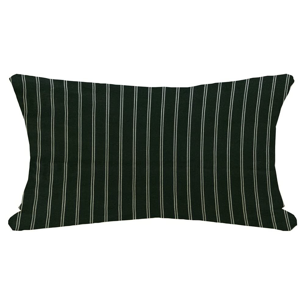 Decorative Farmhouse Lumbar Pillow Cover Linen Lines White Fashion Black Textures Amazing Stripes Beauty Pattern Material Cloth Pinstripe Smooth Throw Pillow Cushion Cases for Couch Bed 12 x 20 Inch