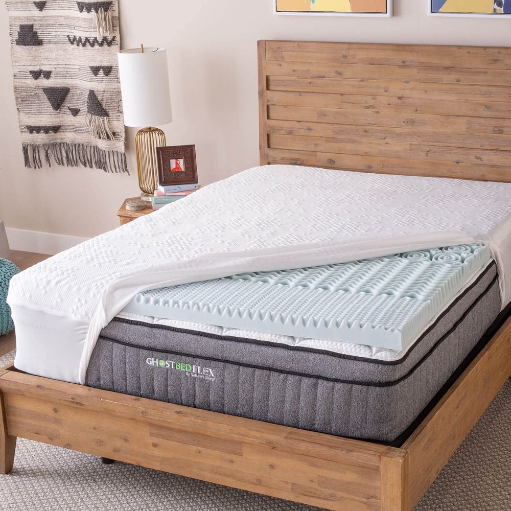 GhostBed 3 Inch Cooling Gel Memory Foam Mattress Topper Made in The USA - Waterproof Cover, Protector & Topper in One, California King