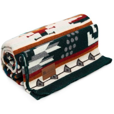 QISU Wool Blanket Throw | Large, Beautiful, Warm, Variegated, Handmade in Ecuador by Local Artisans | 94 x 78 | Ultra-Soft, Hypoallergenic, Breathable | Non-Itchy or Scratchy Fabric (Collard Trogon)