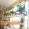 Ceiling Flower Pot Stand Plant Shelves, Wood Shelf Floating Storage Organizer for Living Room Restaurant Bar Flower Shop - Kitchen Pot Pan Rack Wine Holder - Black Metal Iron Frame ( Size : 60x25x15cm view 3