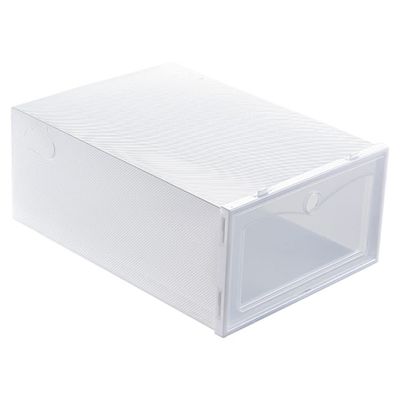 Cabilock 24pcs Transparent Shoes Storage Box Stackable Thicken Shoe Organizer for Closet Container for Spaces White
